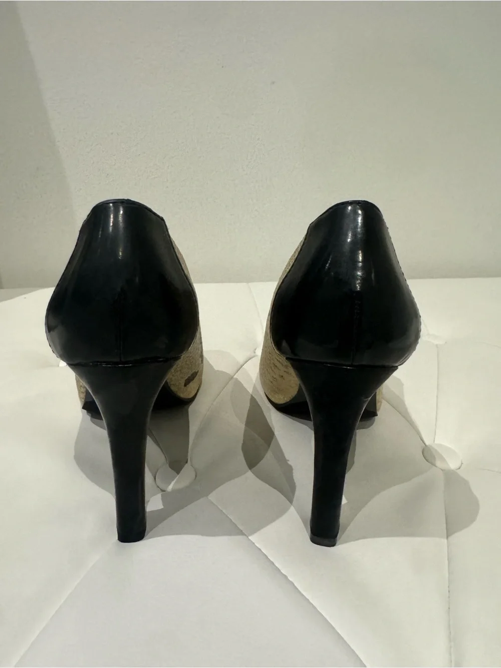 Michael Kors Peep-Toe Snake Print Zip Booties in Tan and Black